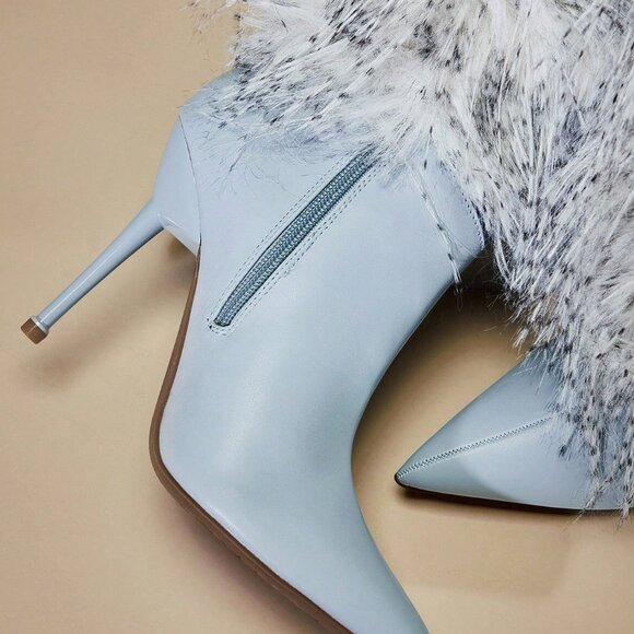 Baby Blue Women's Statement Maker Furry Stiletto Heel Boots - Picture 6 of 7